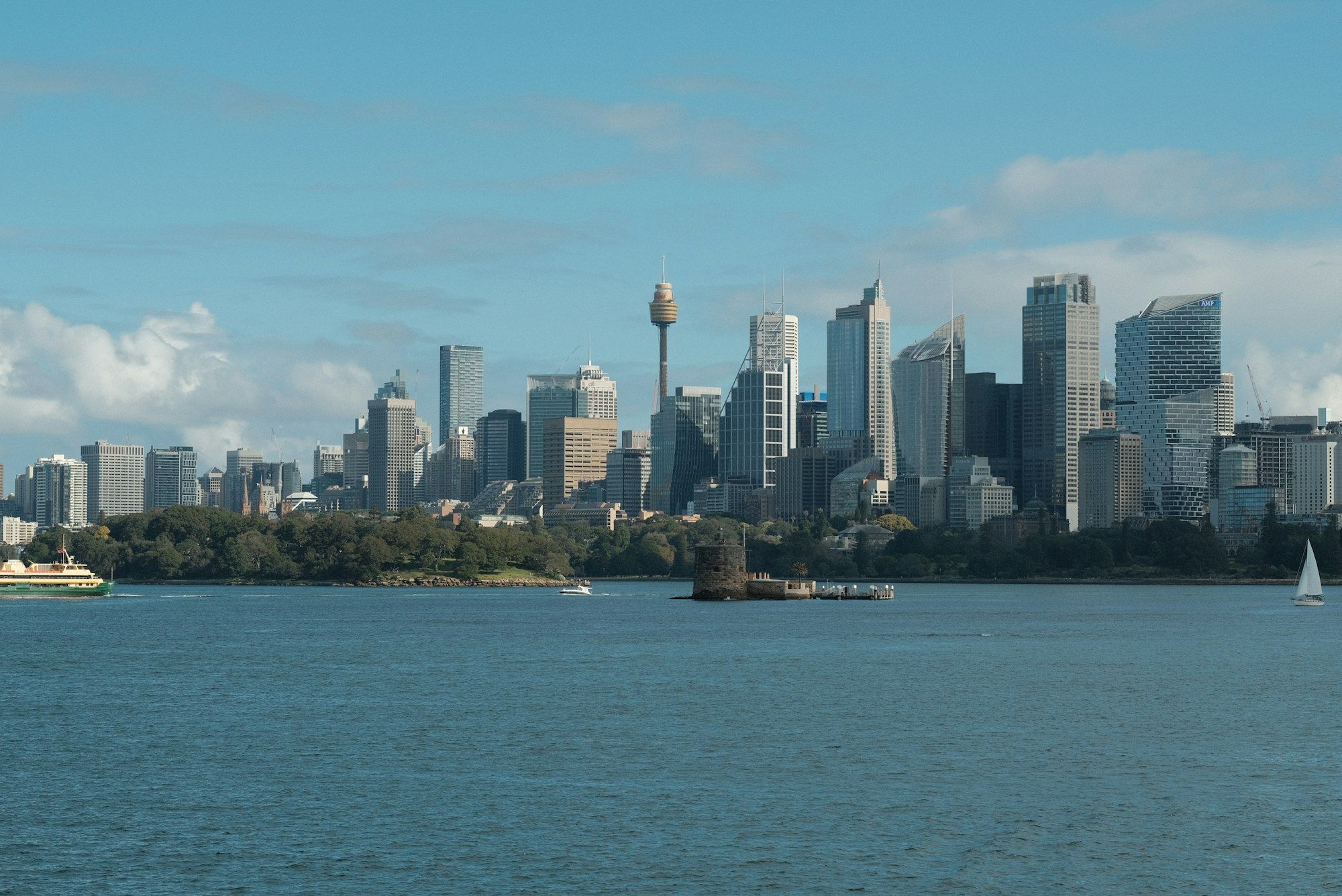 Sydney CBD skyline and Sydney Tower across the harbour from Cremorne Point
